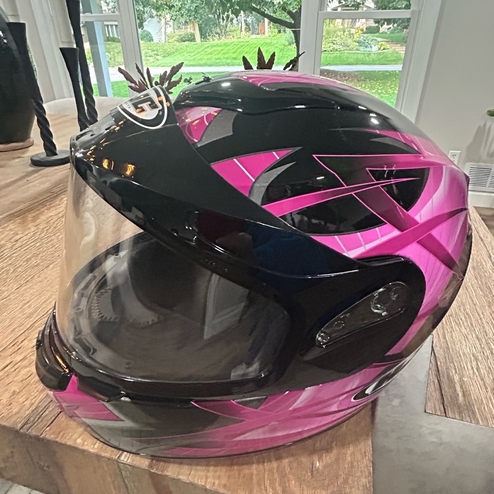 Pink and Black Snowmobile Helmet